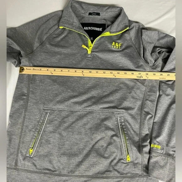 Abercrombie & Fitch Heather Gray Jacket with Neon Yellow Details - Picture 7 of 13